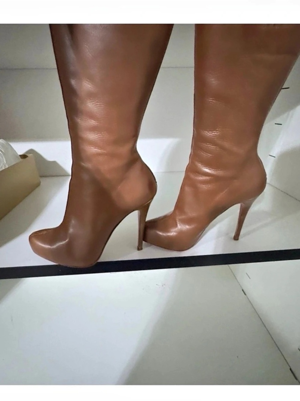 Christian Louboutin Alta Ariella A Tallo Stivale Brown Leather Boots